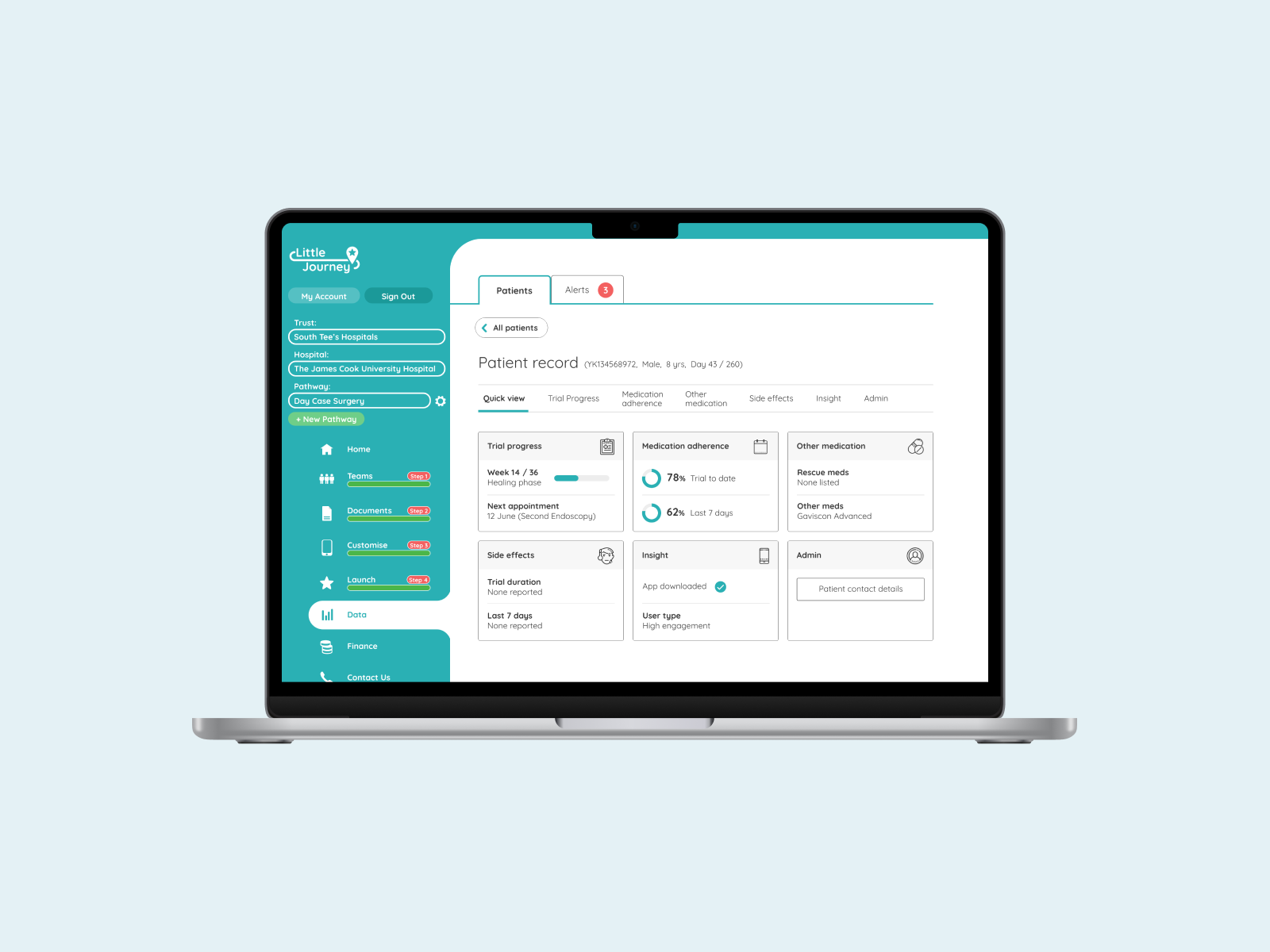 High-fidelity design of a patient record screen for the Little Journey project