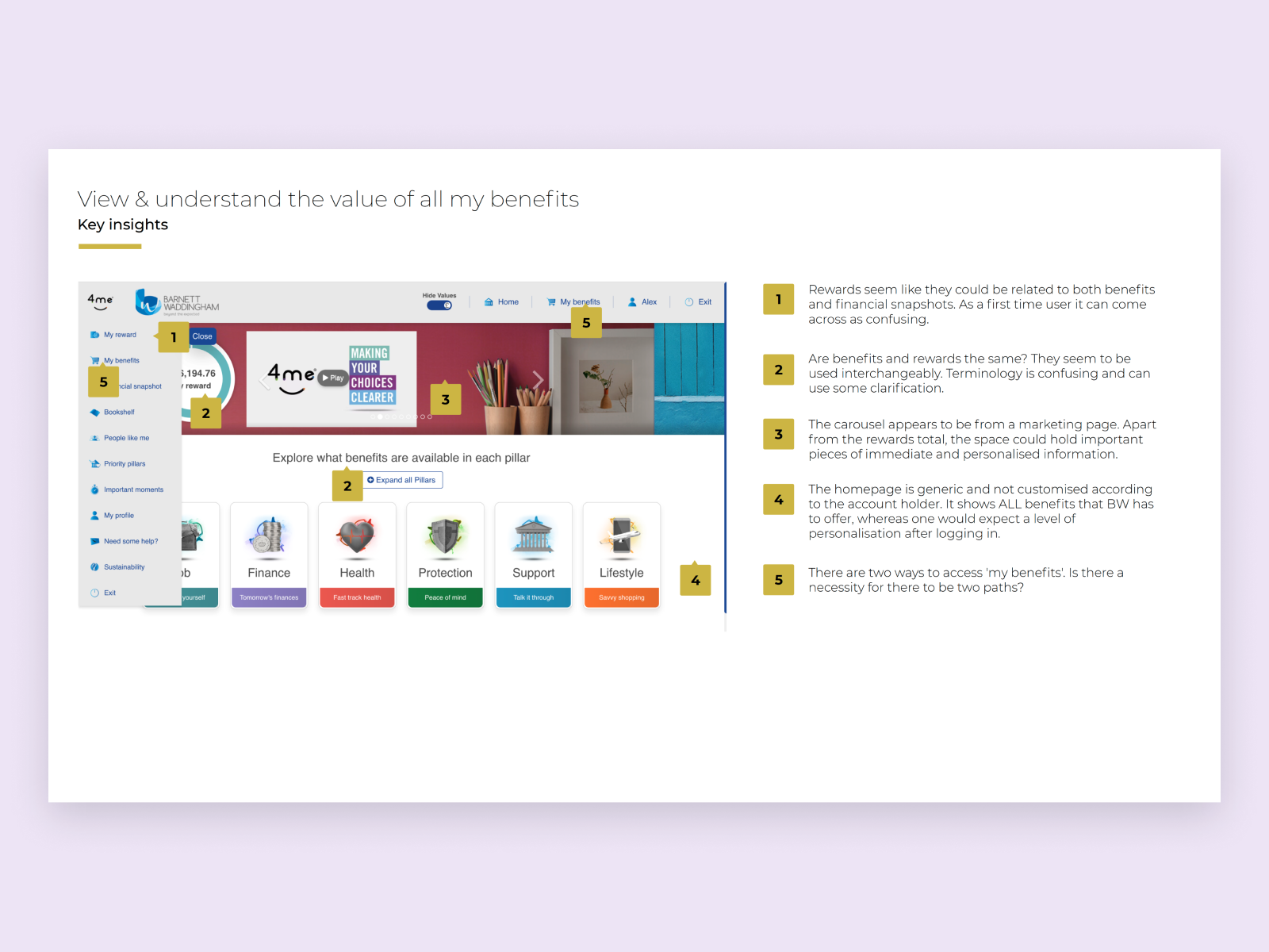 UX audit screenshot for Barnett Waddingham work