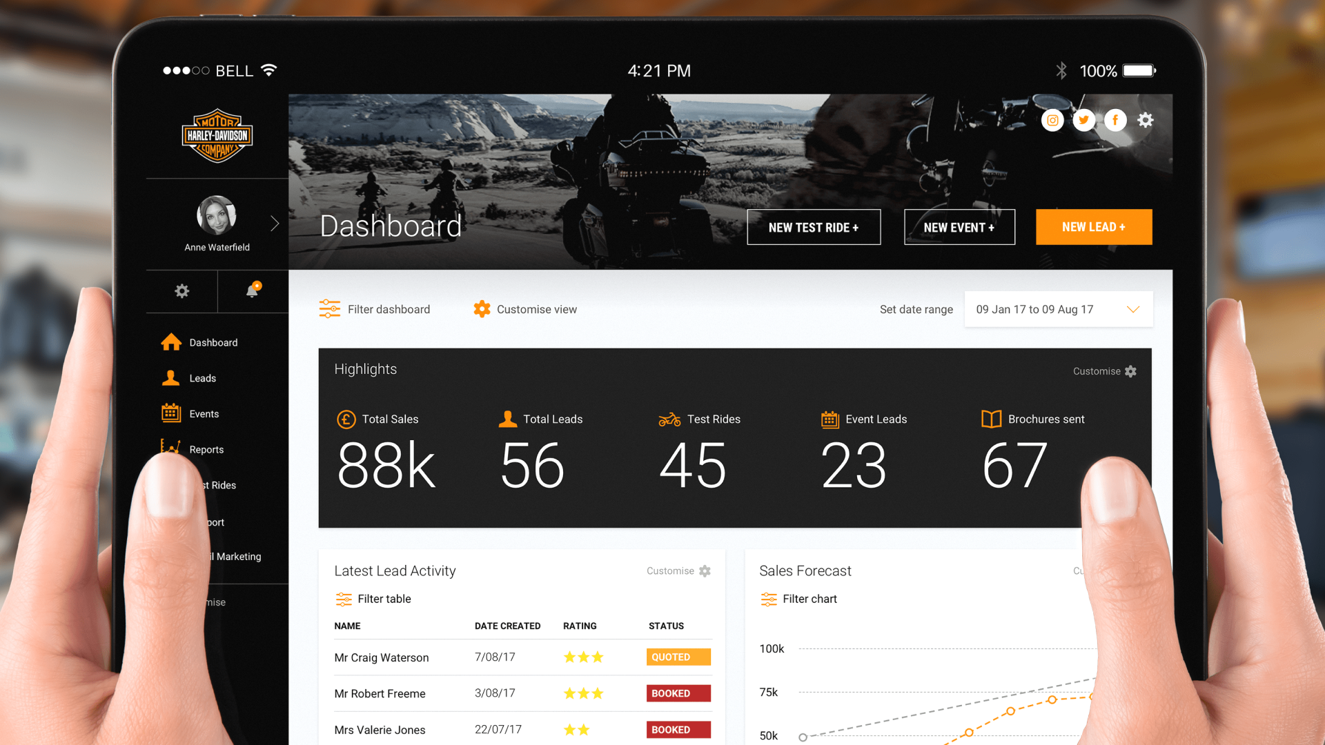 UX design work for the Harley Davidson project showing user interface and experience concepts